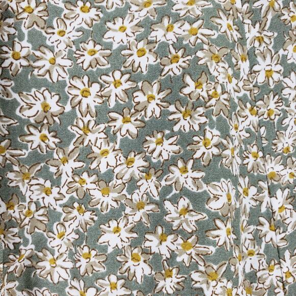 Vintage Express Size 5/6 Button Front Mini Skirt Green Cream Ditzy Microfloral - Picture 4 of 9